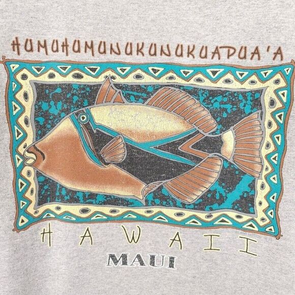 Hawaiian Triggerfish Tank Top Mens Size Large Gray Humuhumunukunukuapuaa Fish - Picture 5 of 7